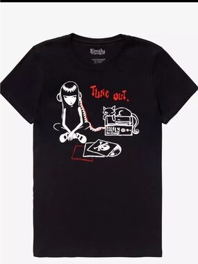 Emily The Strange "Tune Out" Black Graphic Tee - Women's Short Sleeve